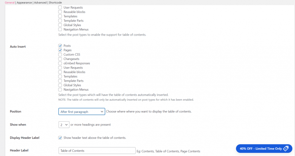 Adding Content How to add Table of Content on different positions. – Easy Table of ...